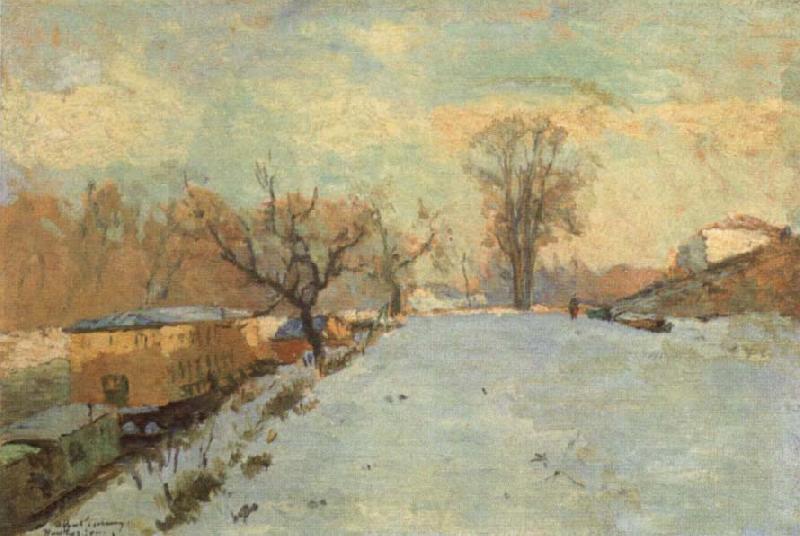 Albert Lebourg Road on the Banks of the Seine at Neuilly in Winter Spain oil painting art